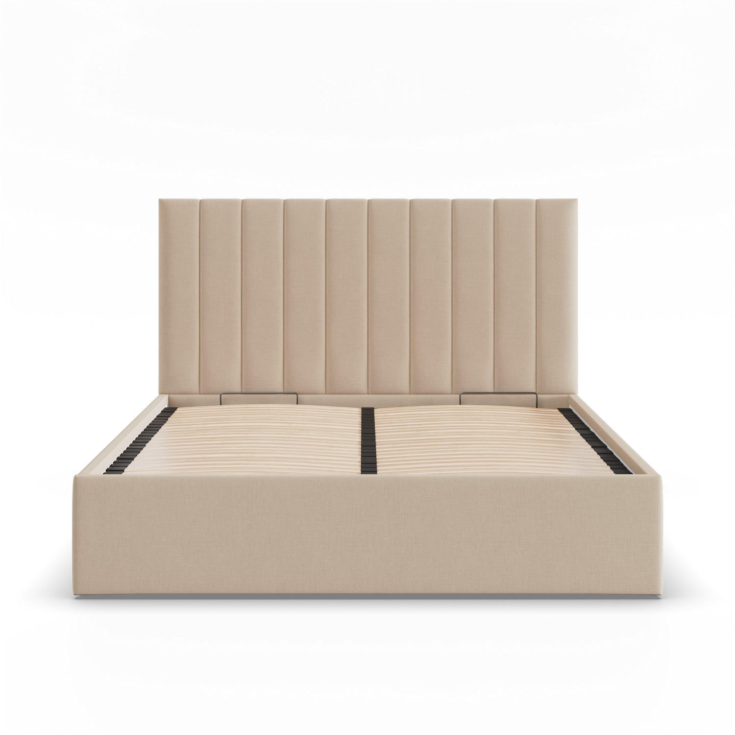 POLSTERBETT MIT KOPFTEIL 180x200 mit Bettkasten POLLA, Beige - Beige, Textil (180/200cm) - Mebligo