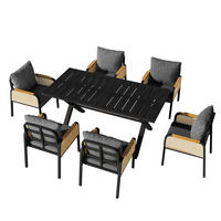 GARTENSETS aus Eisen & Polyester 148x80x75cm Schwarz & Natur - Naturfarben, Metall - Modfu