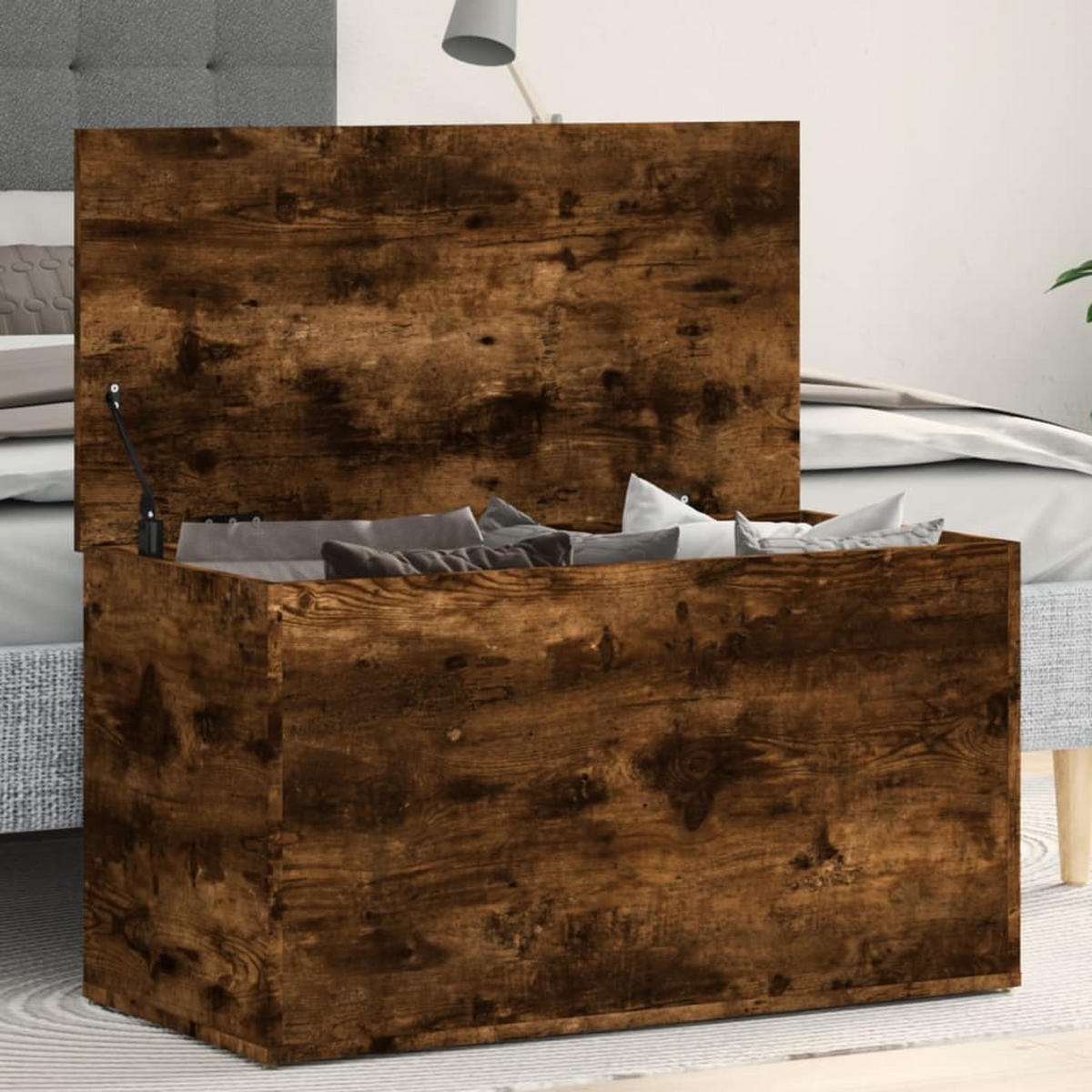 AUFBEWAHRUNGSTRUHE Räuchereiche 84/42/46 Cm Holzwerkstoff - Dunkelbraun, Holz (84/46/42cm) - vidaXL