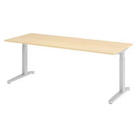SCHREIBTISCH Serie-XB 80/200/74 cm in Ahornfarben/Silberfarben - Silberfarben/Ahornfarben, Holzwerkstoff (80/200/74cm) - bümö