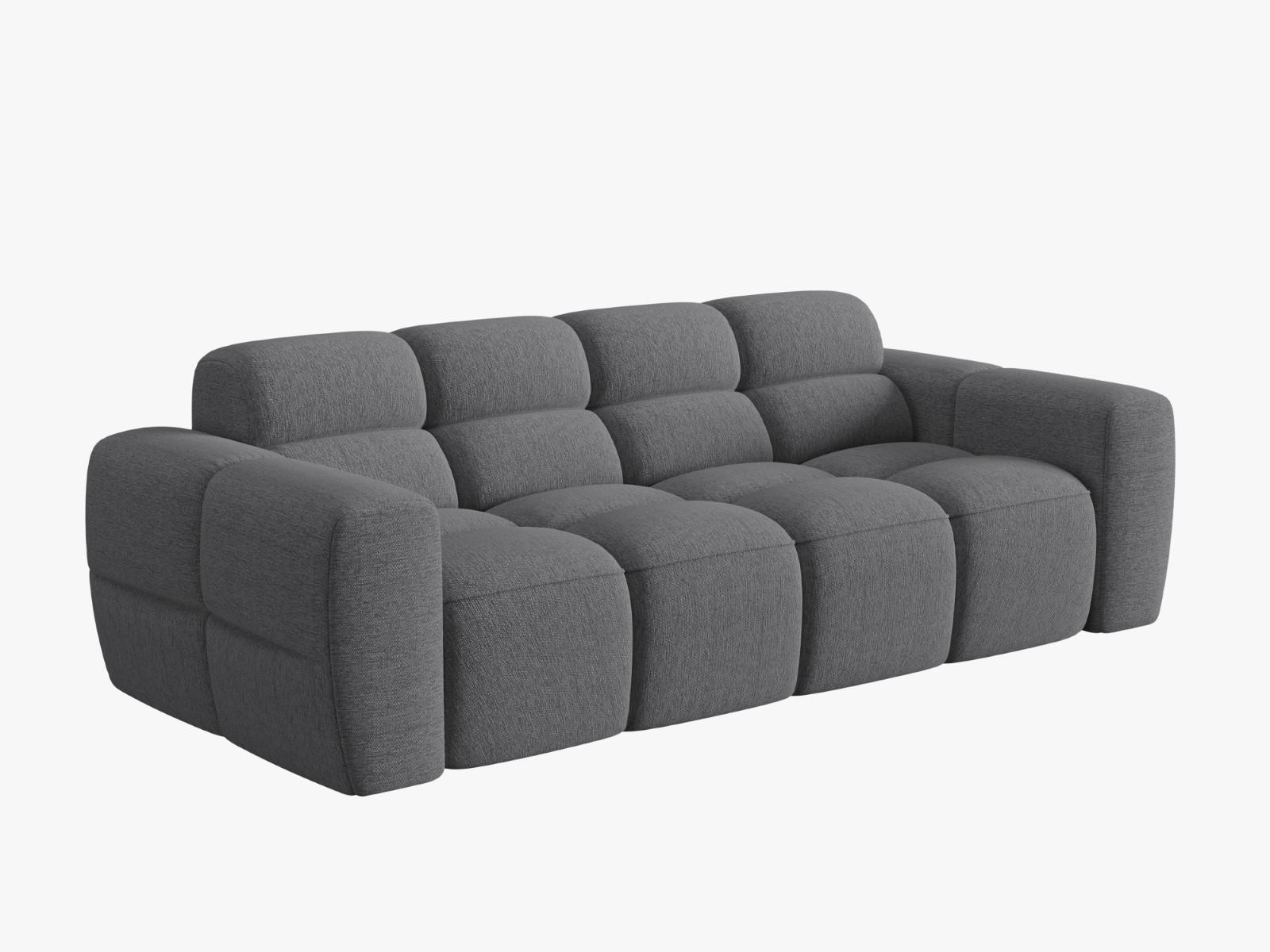 SOFA Lisa aus strukturiertem Stoff grau 3 Sitzplätze - Grau, Textil (101/77/216cm) - Micadoni