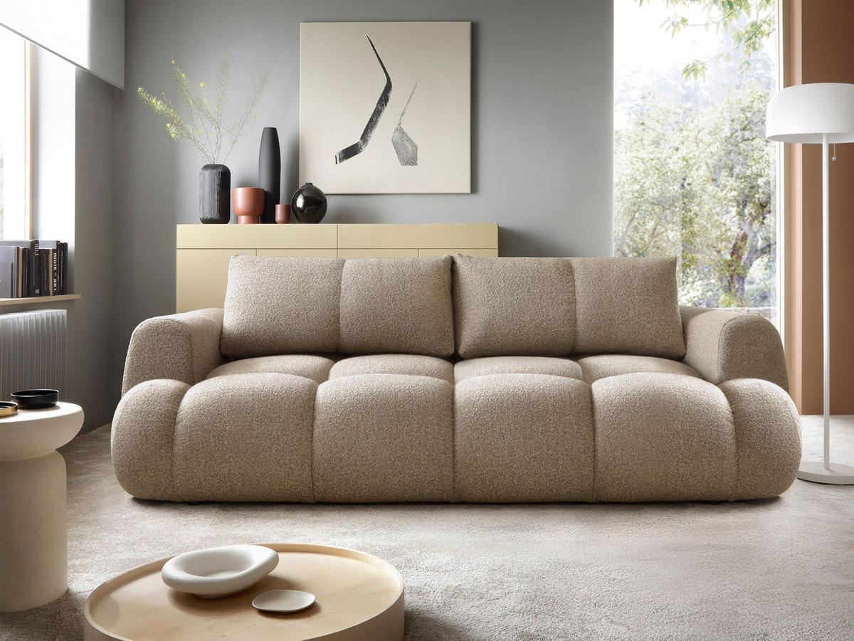 SCHLAFSOFA Mitto - Hellbraun/Schwarz, Holzwerkstoff/Kunststoff (250/85/117cm) - MIRJAN24