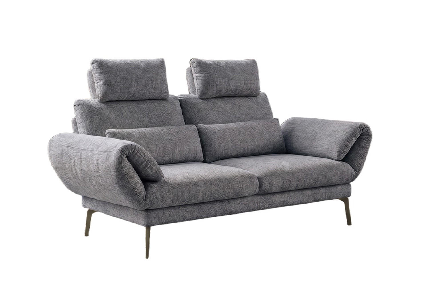 SOFA HOLLY Grau Flachgewebe - Braun/Grau, Textil/Metall (176/90/92cm) - KAWOLA
