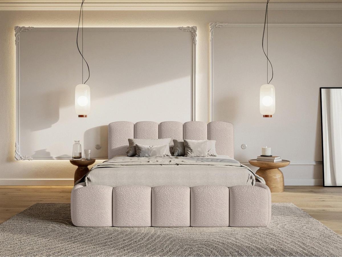 POLSTERBETT Cloudy II Hellbeige 160x200 cm - Ecru, Holz/Textil (160/200cm) - Selsey