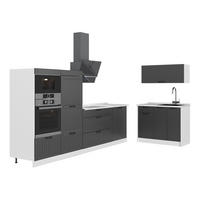 KUHINJA Fame-Line, Temno siva/Bela, 380 cm, DP Marmor - temno siva/bela, leseni material (380/153.6/60cm) - Vicco