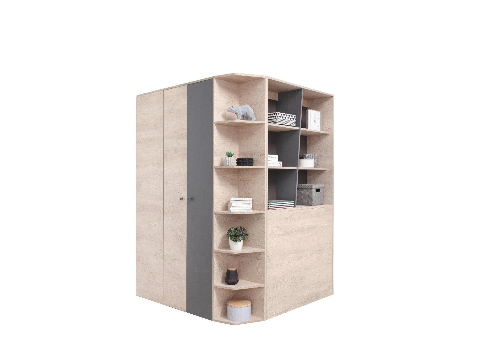 ECKSCHRANK DARLA D01 135/135/190 Eiche/Anthrazit - Anthrazit/Sonoma Eiche, Holzwerkstoff (135/190/135cm) - Deine Möbel 24