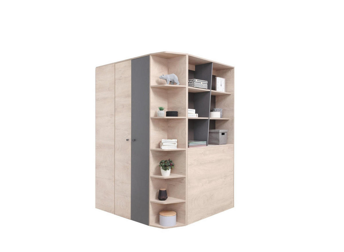 ECKSCHRANK DARLA D01 135/135/190 Eiche/Anthrazit - Anthrazit/Sonoma Eiche, Holzwerkstoff (135/190/135cm) - Deine Möbel 24