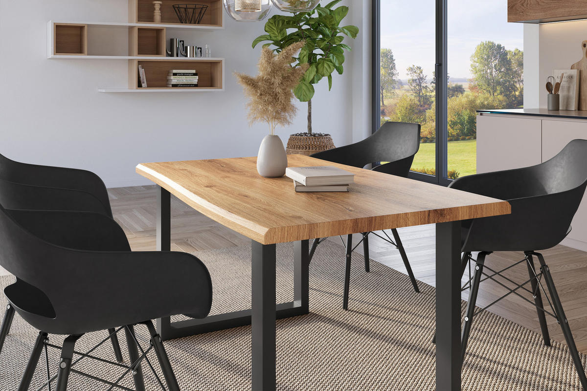 ESSTISCH JULIUS U - Wildeiche/Eichefarben, Holz (80/140/77cm) - SAM