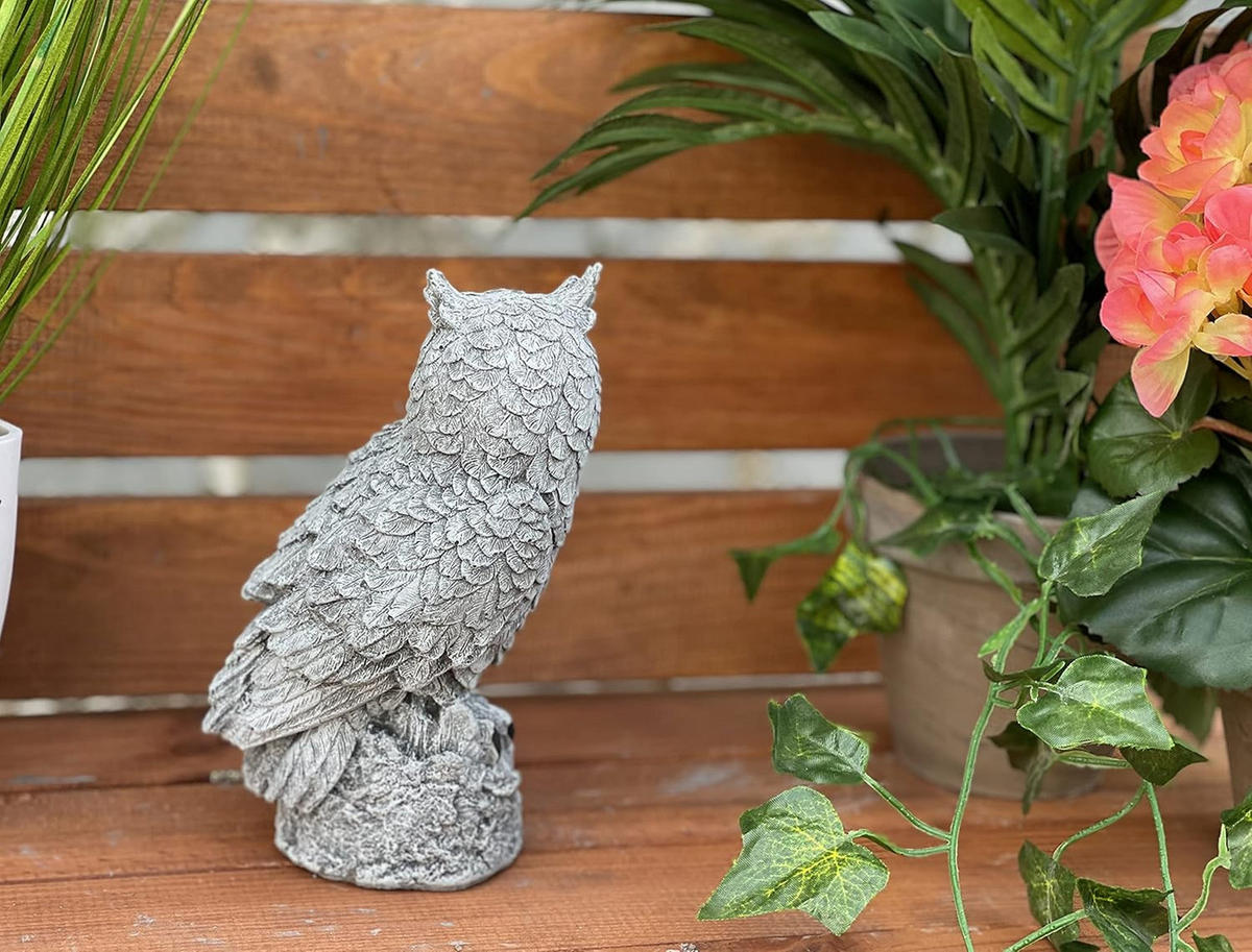 STEINFIGUR kleiner Uhu Eule frostfest Steinguss - Grau, Stein (10/17/7cm) - stoneandstyle