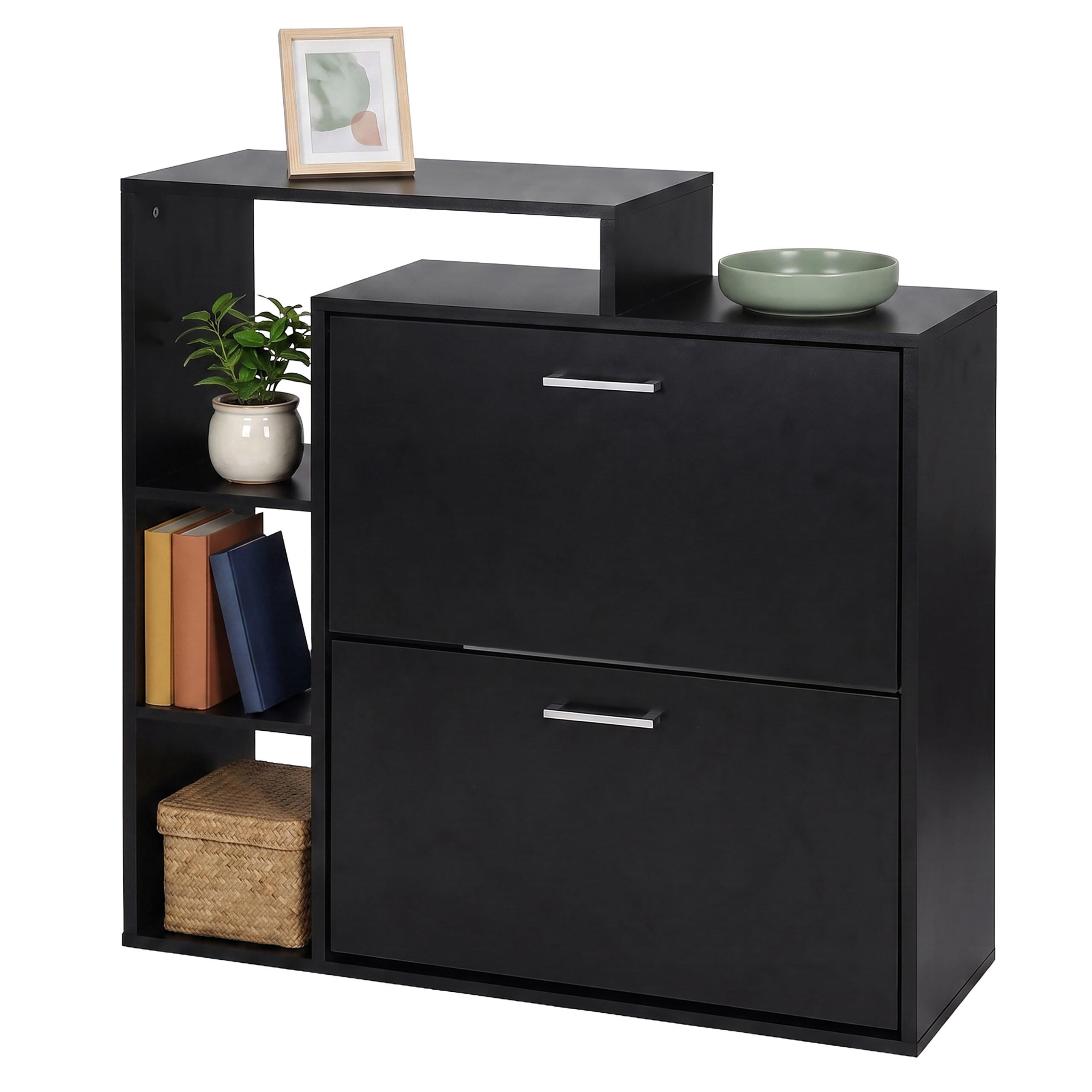SKOSKÅP Svart industriell 2 klaffar 90x80x23,5 cm 90/80/23.5 cm