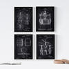 POSTER Set mit 4 Schwarz Patenten Wein A4 Rahmenlos - Klar, Papier (29.7/3cm) - Nacnic