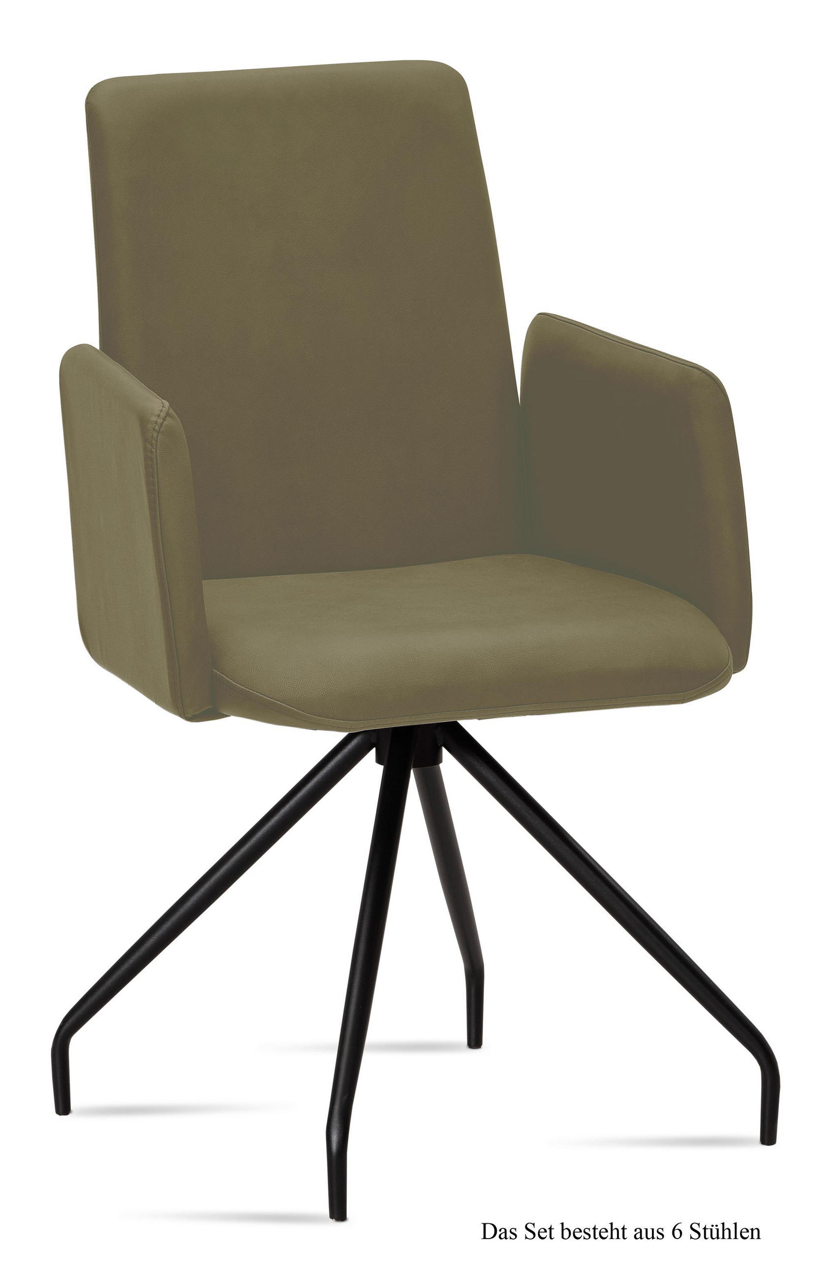 ARMLEHNSTUHL (6er-Set) Detana 52x92x60 Schwarz/Olivgrün - Schwarz/Olivgrün, Kunststoff (60/92/52cm) - 58aufmkessel