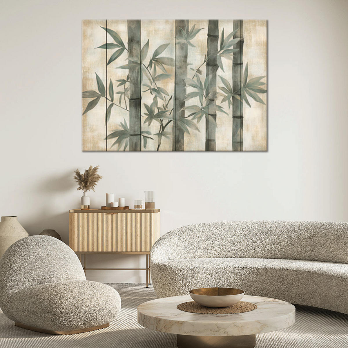 WANDBILD bambus in grautönen - Beige, Textil (60/40cm) - Feeby