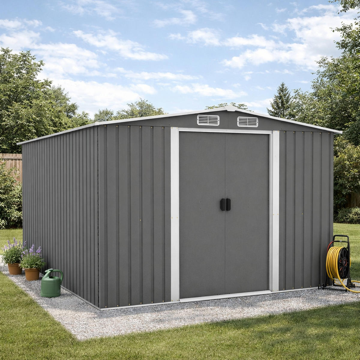 GARTENHAUS Jura aus grauem Stahl 8 08 m² - Grau, Metall (313/202/258cm) - Concept Usine