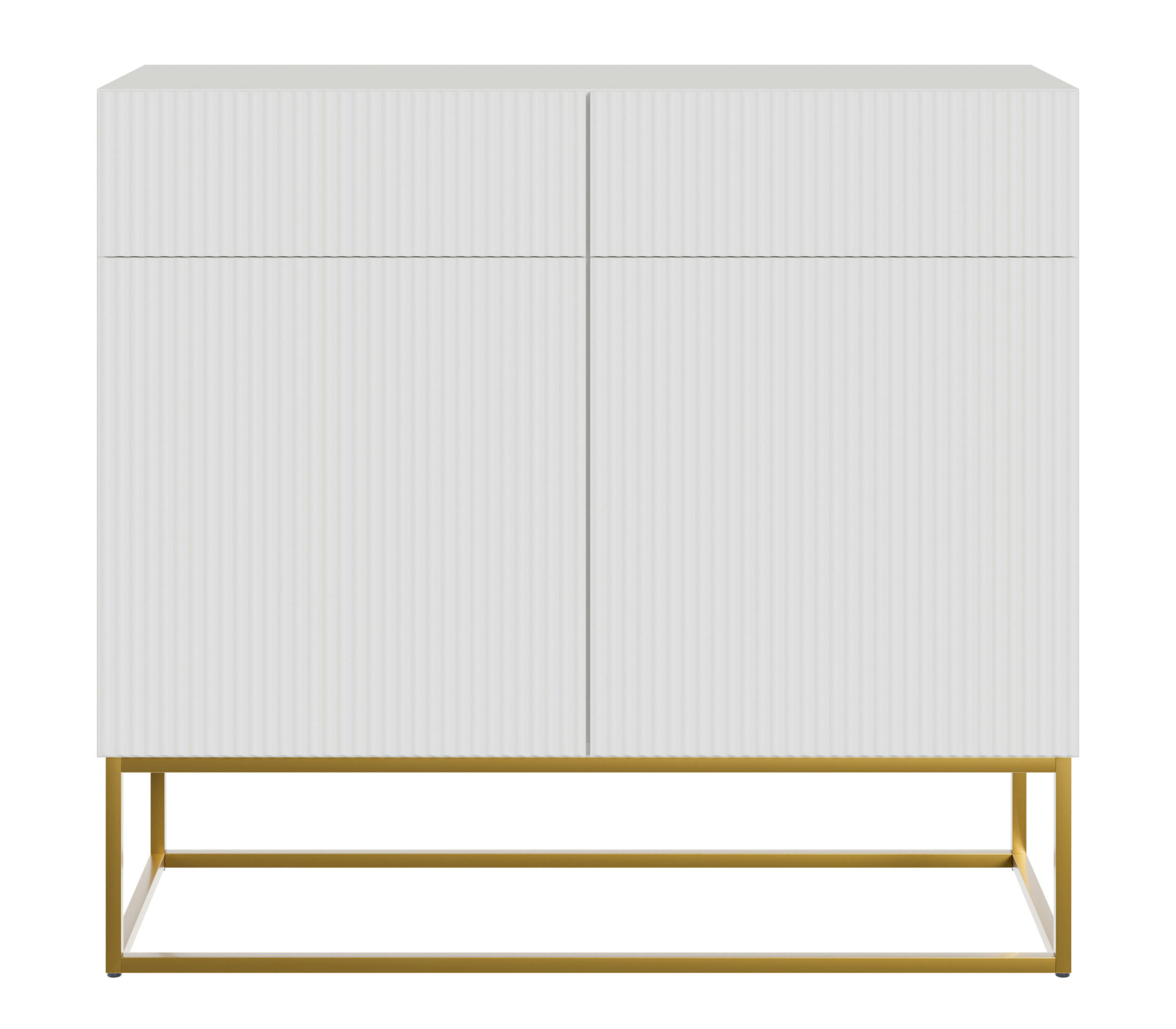 KOMMODE Veldio Weiß mit goldenem Metallgestell 100 cm - Goldfarben/Weiß, Holzwerkstoff/Metall (100/90/38cm) - Selsey