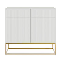 KOMMODE Veldio Weiß mit goldenem Metallgestell 100 cm - Goldfarben/Weiß, Holzwerkstoff/Metall (100/90/38cm) - Selsey