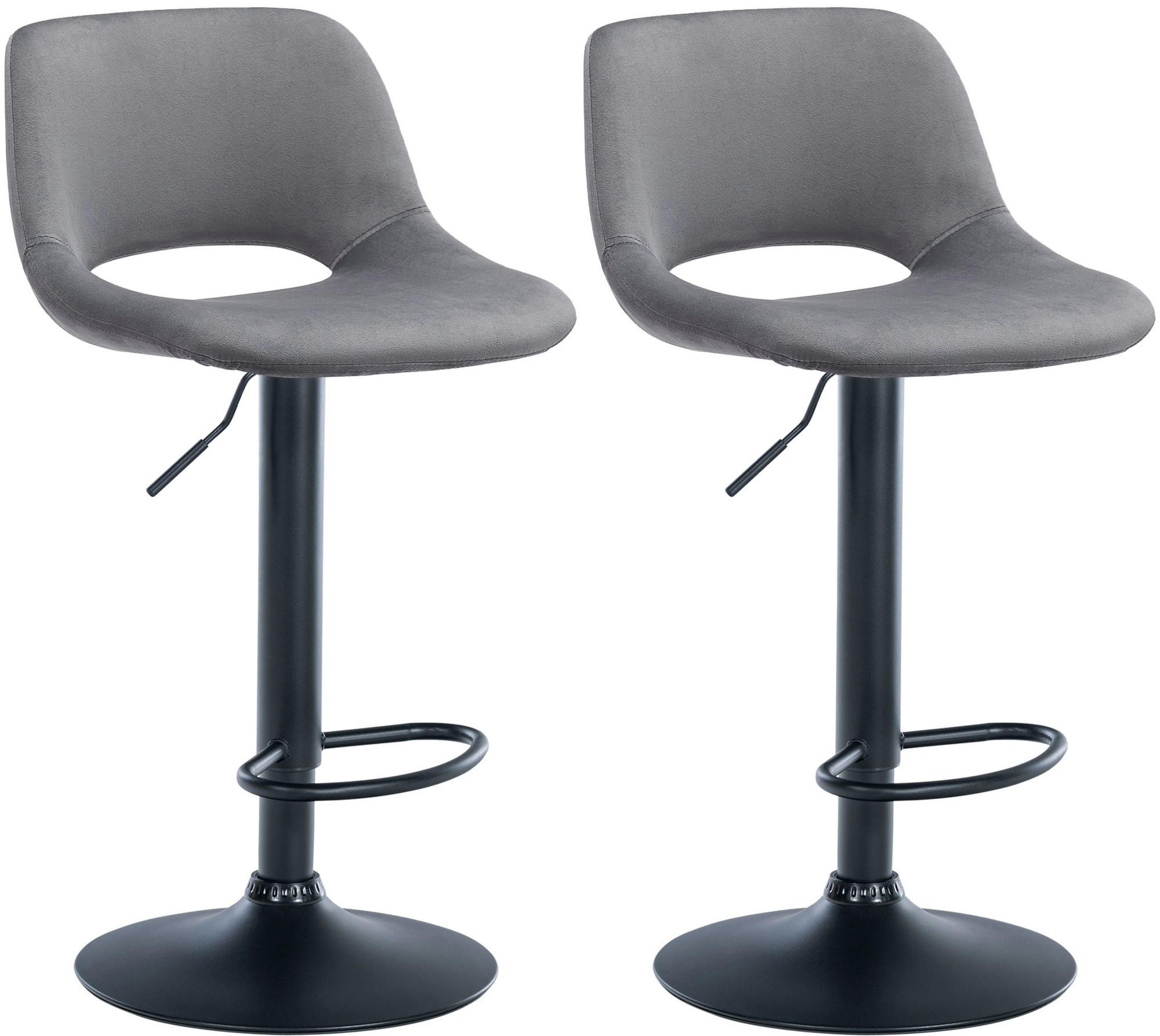 BARHOCKER 2er Set Samt dunkelgrau - Dunkelgrau/Schwarz, Textil/Metall (42/86/46cm) - CLP