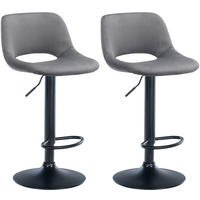 BARHOCKER 2er Set Samt dunkelgrau - Dunkelgrau/Schwarz, Textil/Metall (42/86/46cm) - CLP