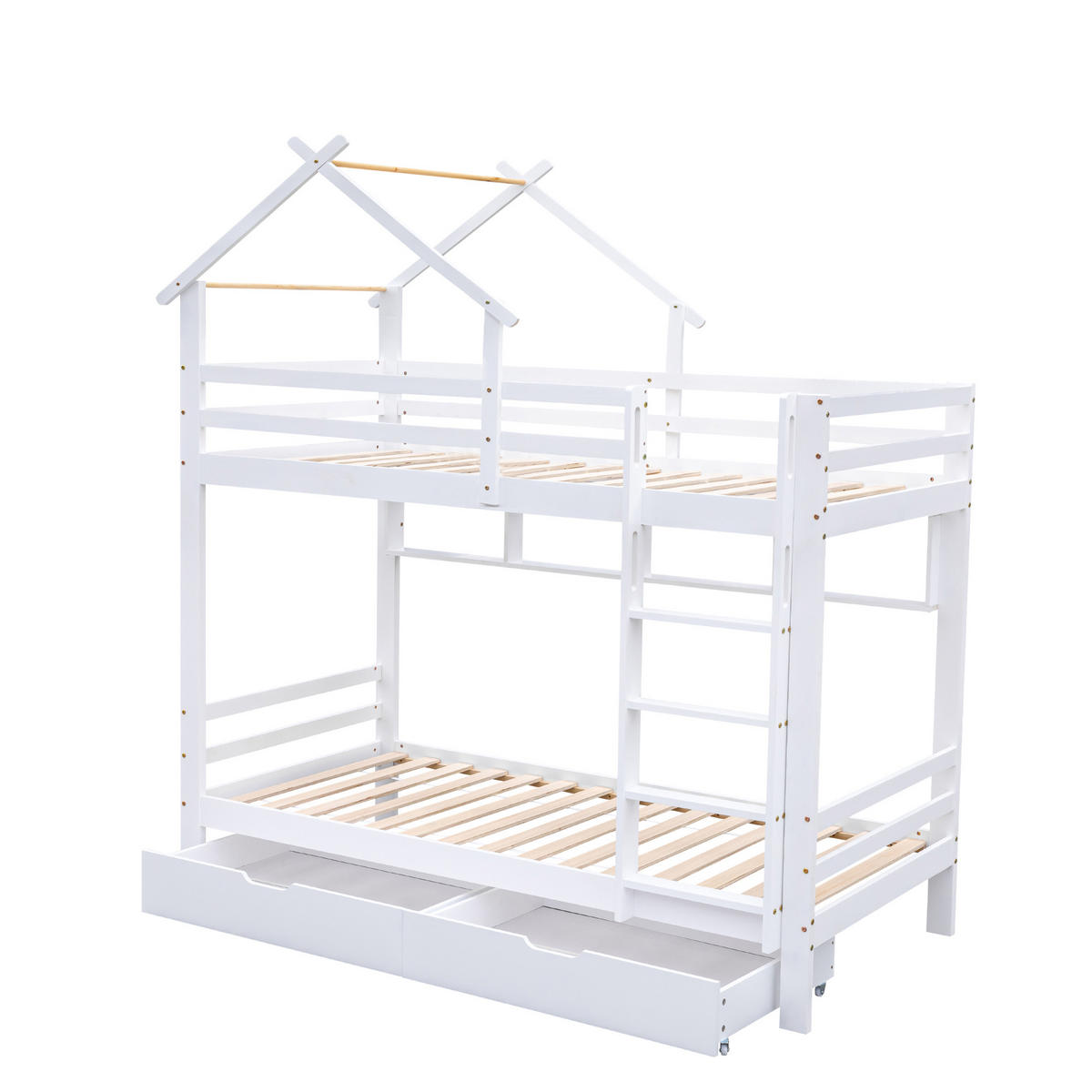 HAUSBETT Kiefer 90/200 cm Weiß - Weiß, Holz/Holzwerkstoff - Raumix