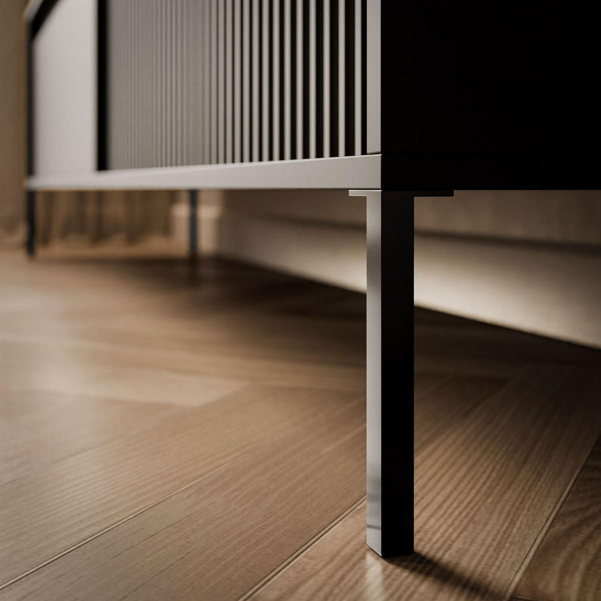 TV-ELEMENT YASUMI 187 cm schwarz matt - Schwarz, Holzwerkstoff (187.1/53.4/39.5cm) - Lookway