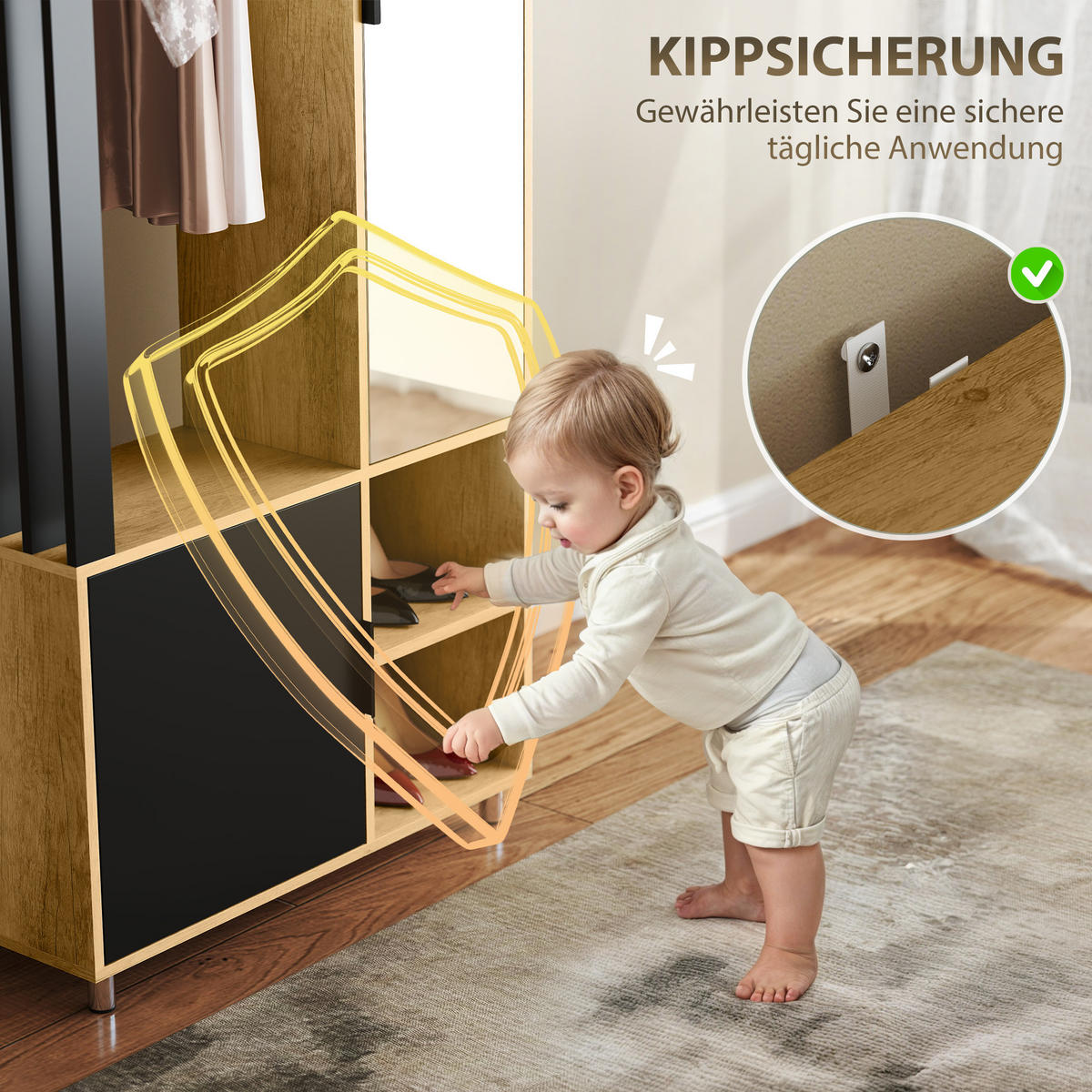 KLEIDERSCHRANK DE-09582 Naturholz - Naturfarben, Holzwerkstoff (80/175/30cm) - ComfortXL