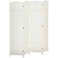 PARAVENT DE-14281 4 Paneele 160x170 cm klappbar Weiß - Weiß, Holz (160/170/1.6cm) - ComfortXL