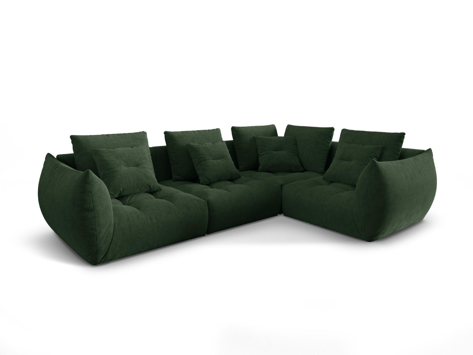 ECKSOFA modular rechts Bloom aus strukturiertem Stoff moosgrün 3 Sitzplätze - Salbeigrün, Textil (216/316cm) - Micadoni