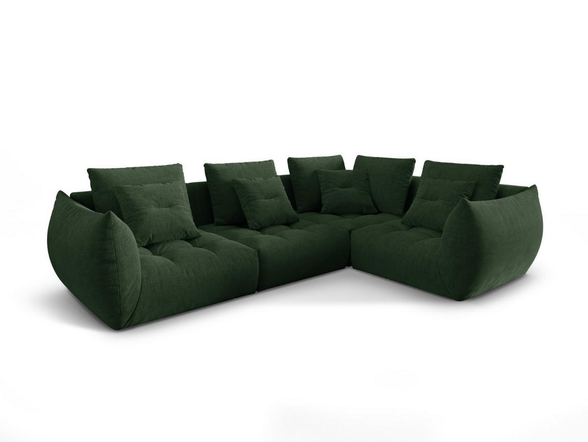 ECKSOFA modular rechts Bloom aus strukturiertem Stoff moosgrün 3 Sitzplätze - Salbeigrün, Textil (216/316cm) - Micadoni