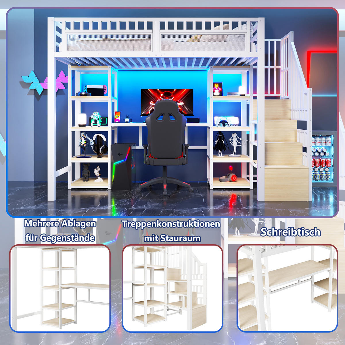 HOCHBETT Eisen 90/200 cm Weiß - Weiß, Metall - Raumix