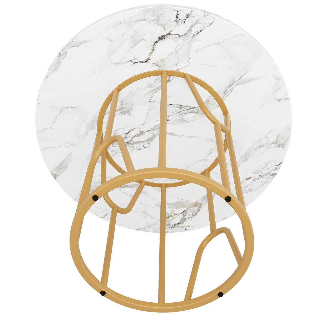 ESSTISCH 80/80/76 cm mit MDF-marmorierter Tischplatte und goldenen Beinen - Weiß, Holzwerkstoff (80/80/76cm) - OKWISH