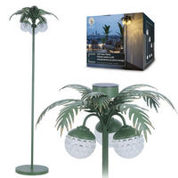 LED-SOLAR-PALME Stehleuchte grün 146 cm Metall - Dunkelgrün, Leder (45/45/146cm) - Elblight.de