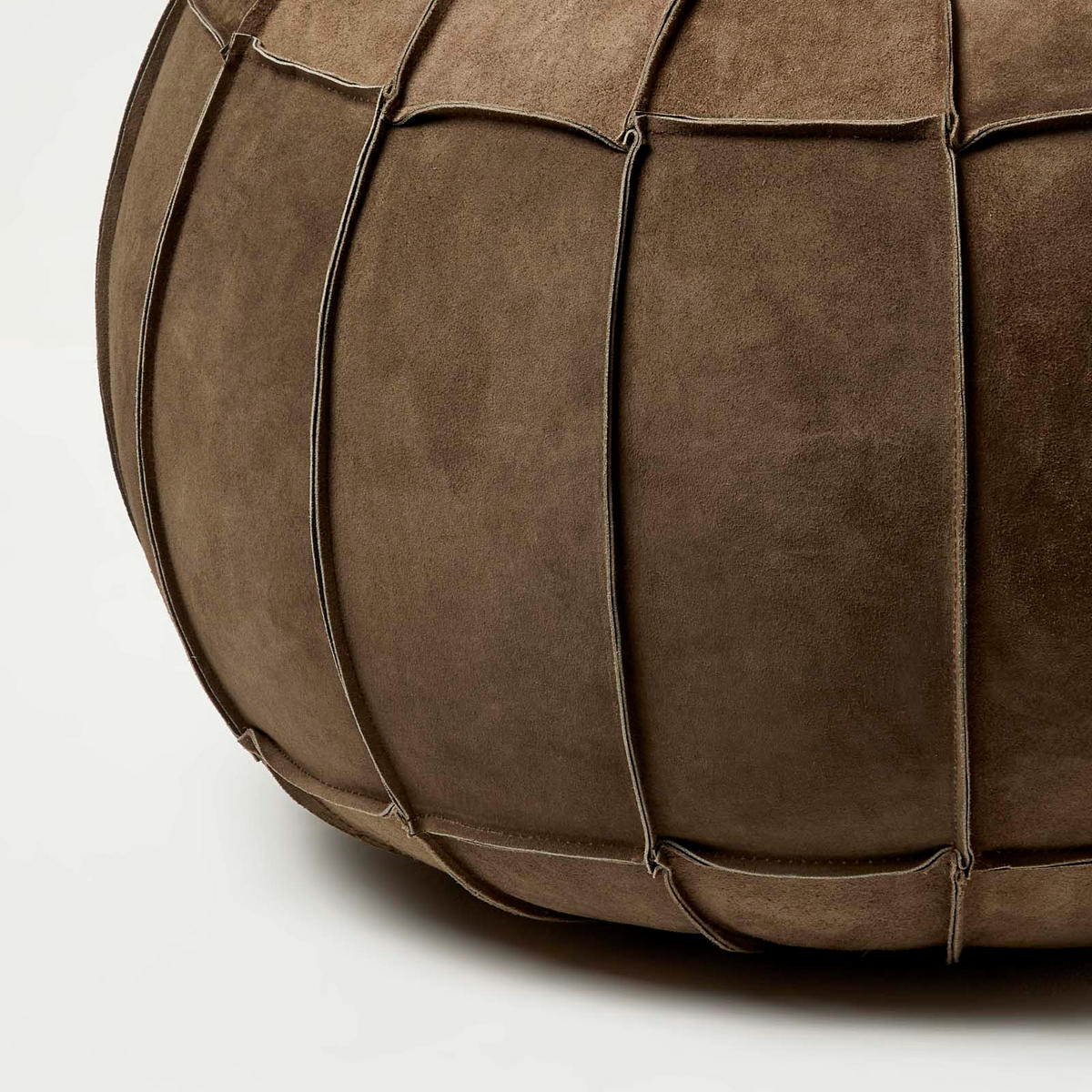 SITZPOUF rund aus Leder, 50/50/40 cm - Braun, Leder (50/40/50cm) - Homescapes