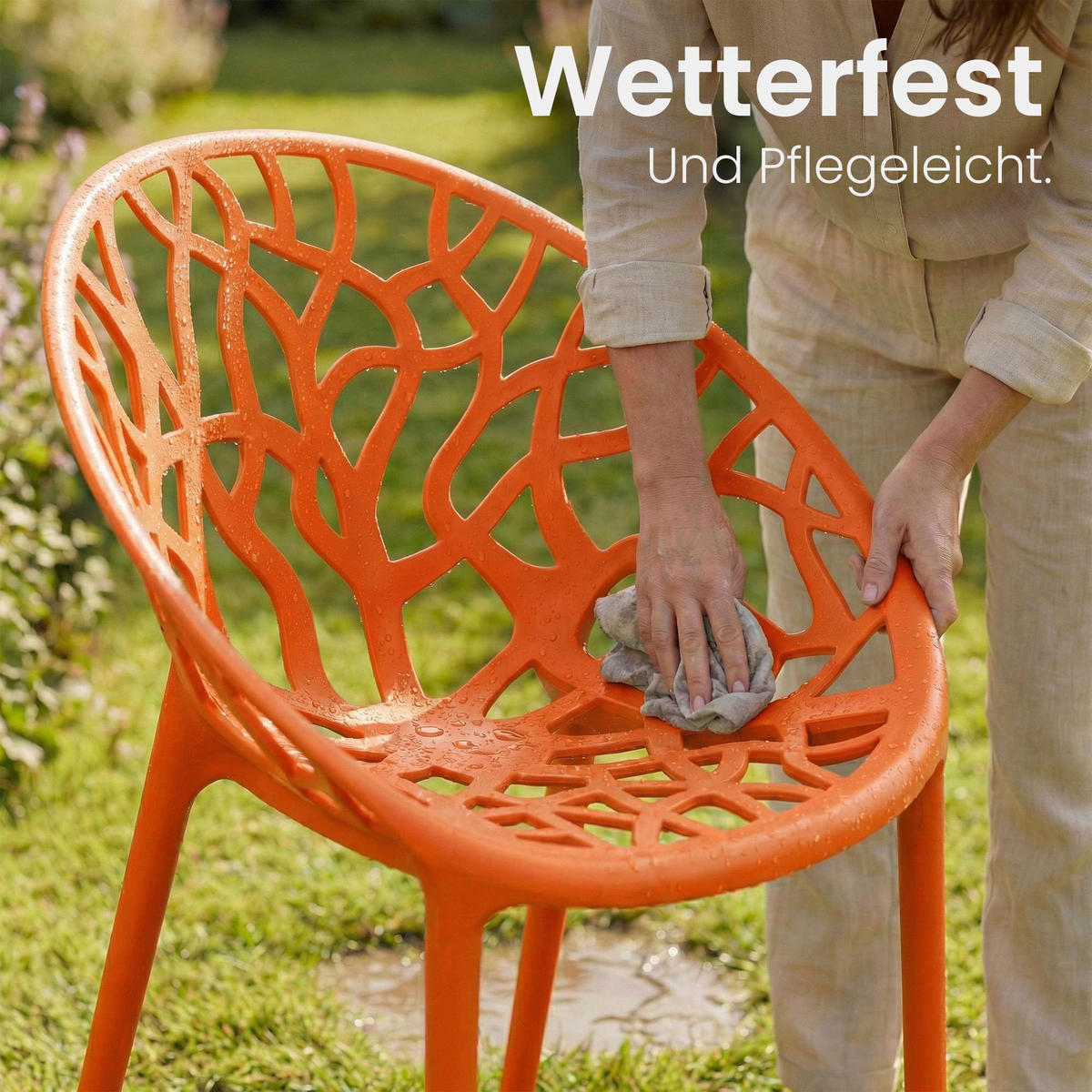GARTENSTUHL Kunststoff Orange - Orange, Kunststoff (59/80/60cm) - CLP