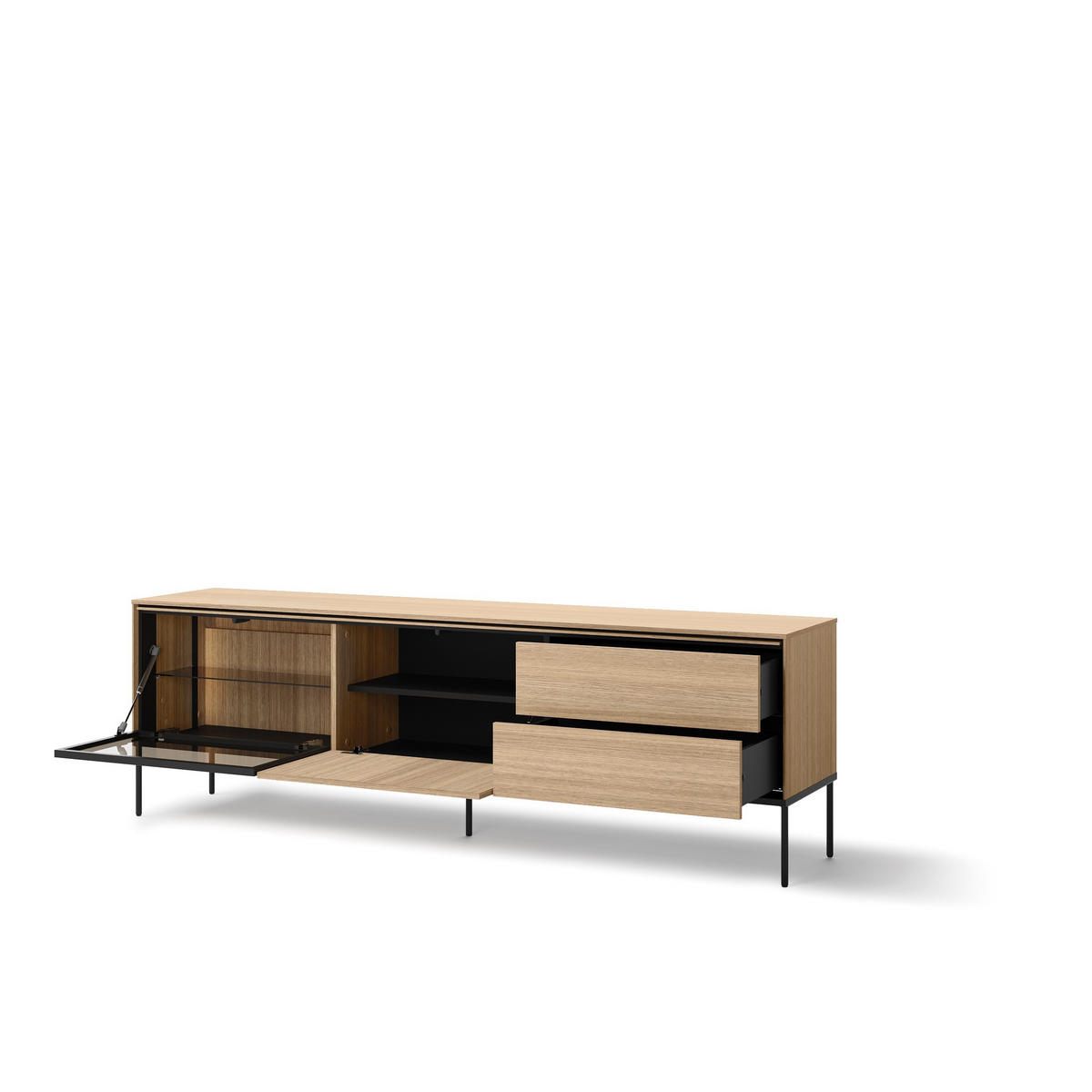 TV Element VISSO VI-08 197cm mit LED Beleuchtung Eiche linear - Eichefarben, Holzwerkstoff (197/62/41cm) - Lookway