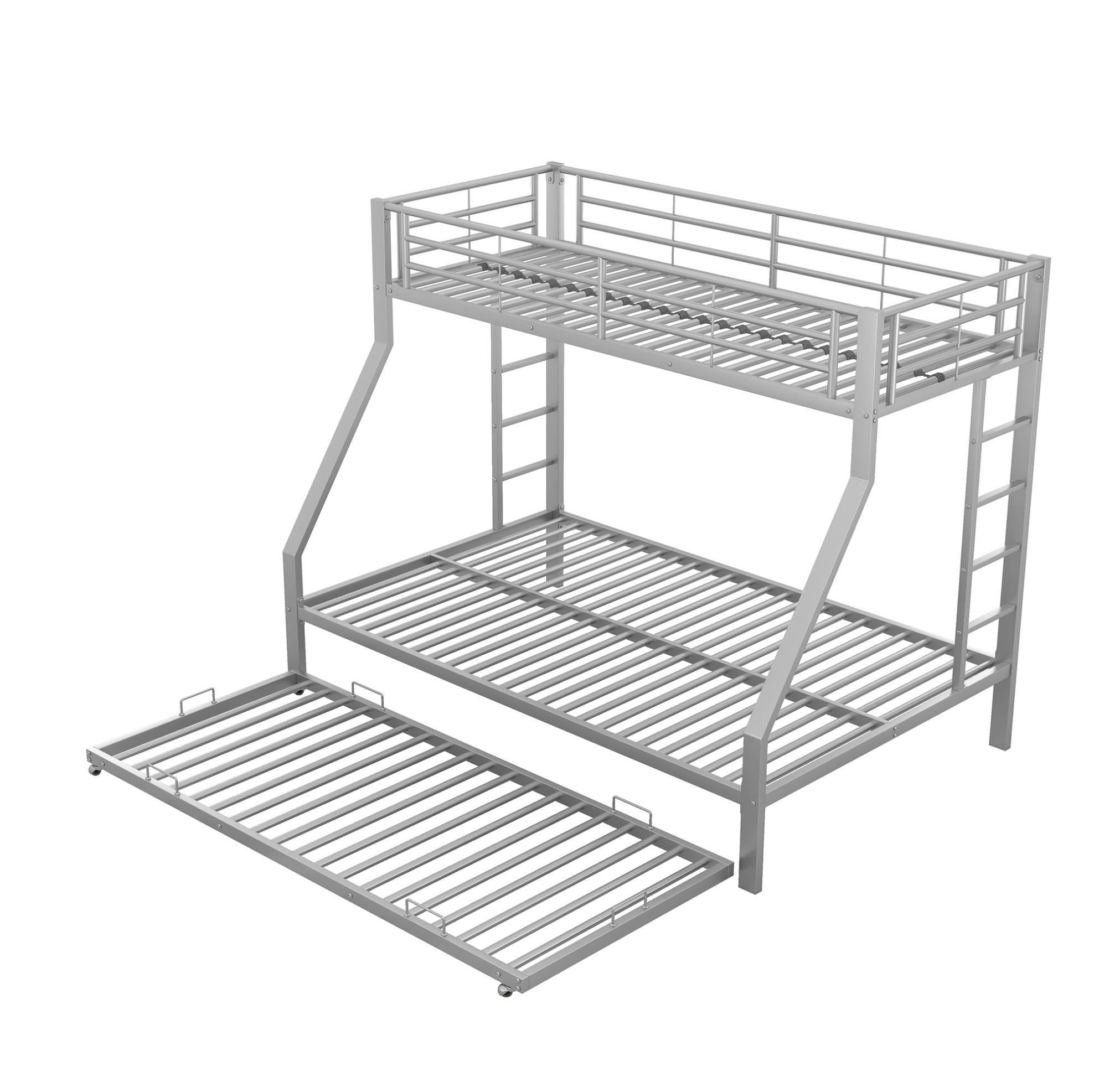 ETAGENBETT 90/140/200 cm aus Metall mit Ausziehbett, Silber - Silberfarben, Metall (90/200cm) - OKMYHOME