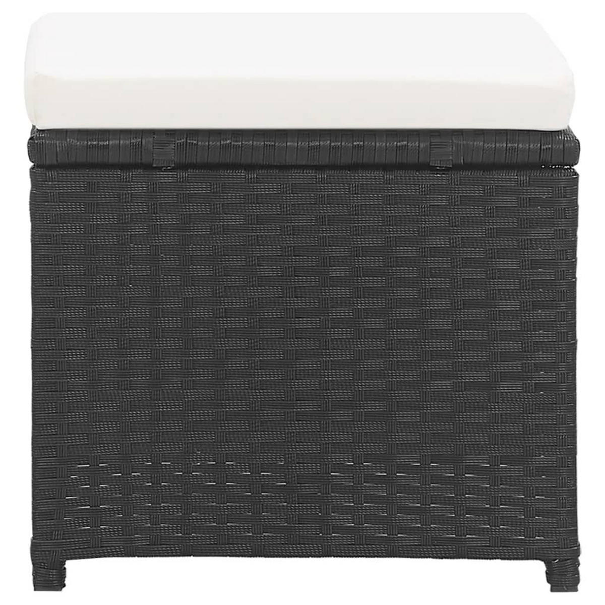 GARTENHOCKER 2er set Mit Sitzkissen Poly Rattan Schwarz - Schwarz, Kunststoff (41/35/41cm) - vidaXL