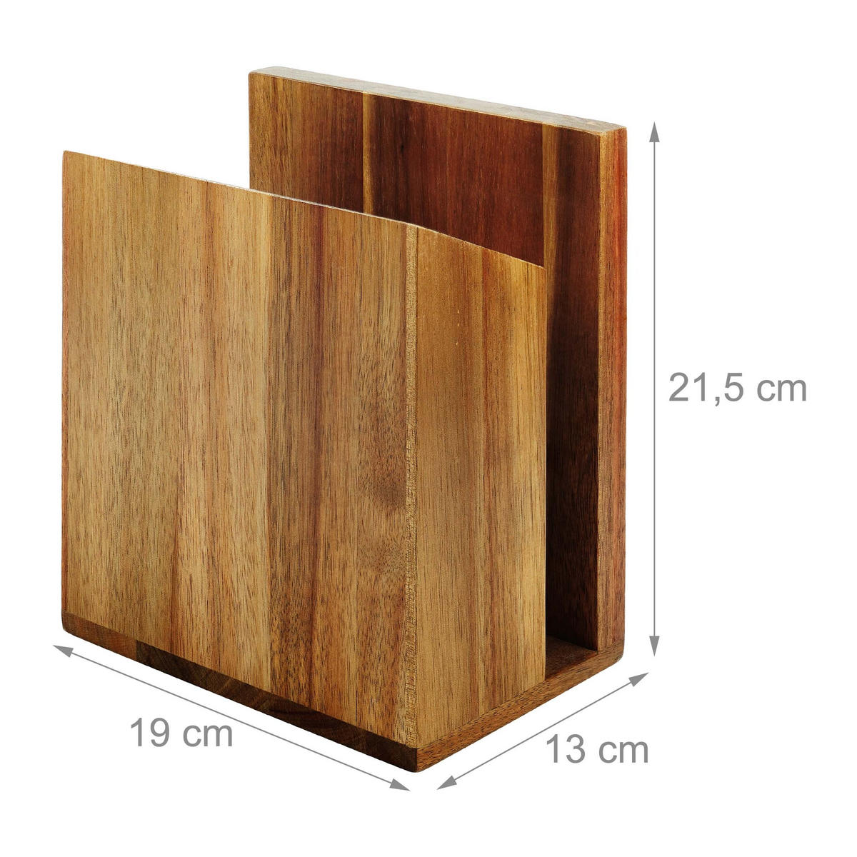 MESSERBLOCK Braun Akazienholz magnetisch mit Utensilienhalter 21,5 cm - Braun, Holz (19/21.5/13cm) - Relaxdays