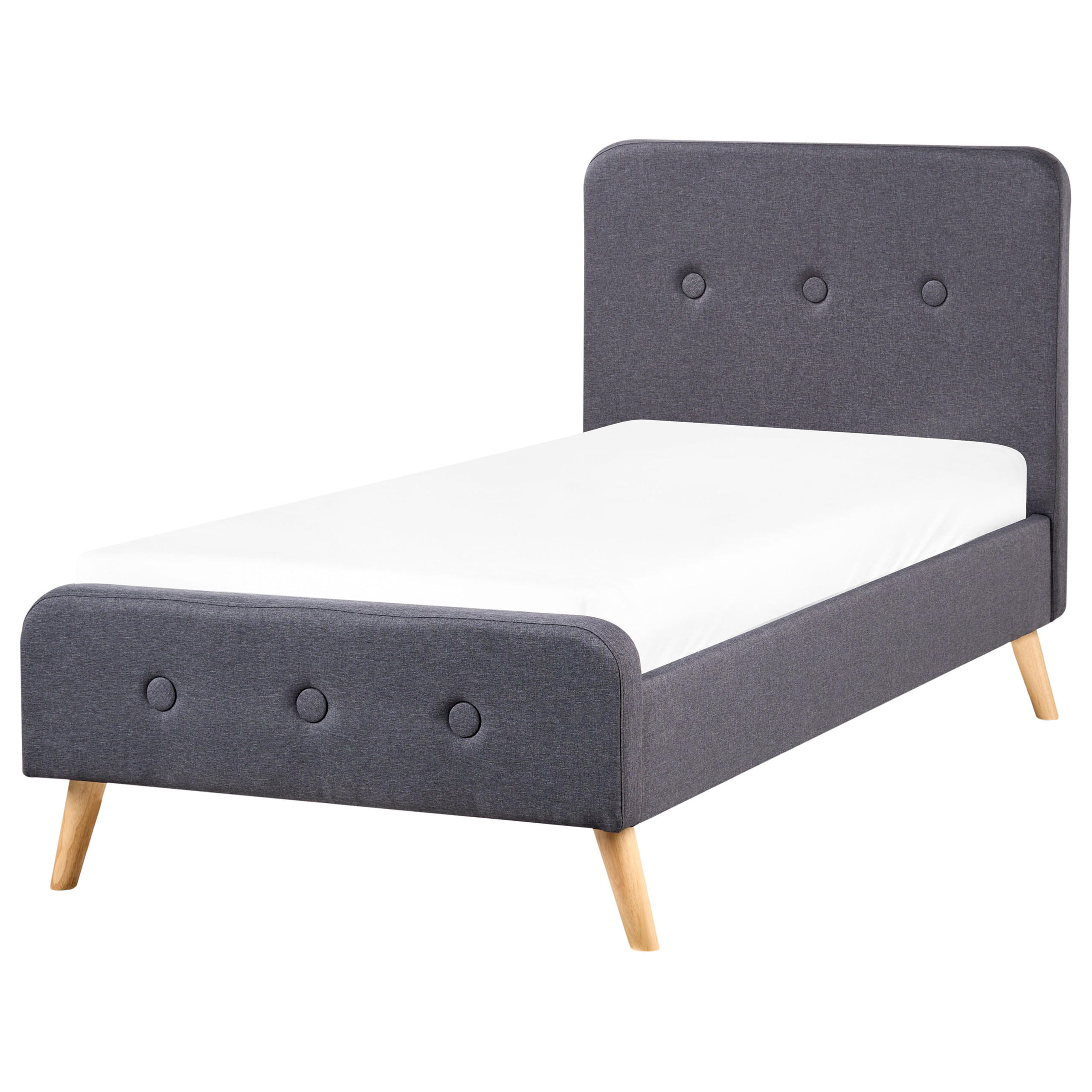 POLSTERBETT mit Lattenrost 90x200 cm Grau Rennes - Dunkelgrau, Textil (90/200cm) - Beliani