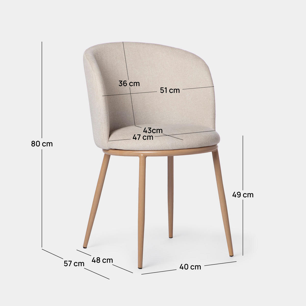 ESSZIMMERSTUHL Nolan Beige 51 cm x 80 cm 2er-Set - Beige, Textil (51/80/57cm) - Klast Home