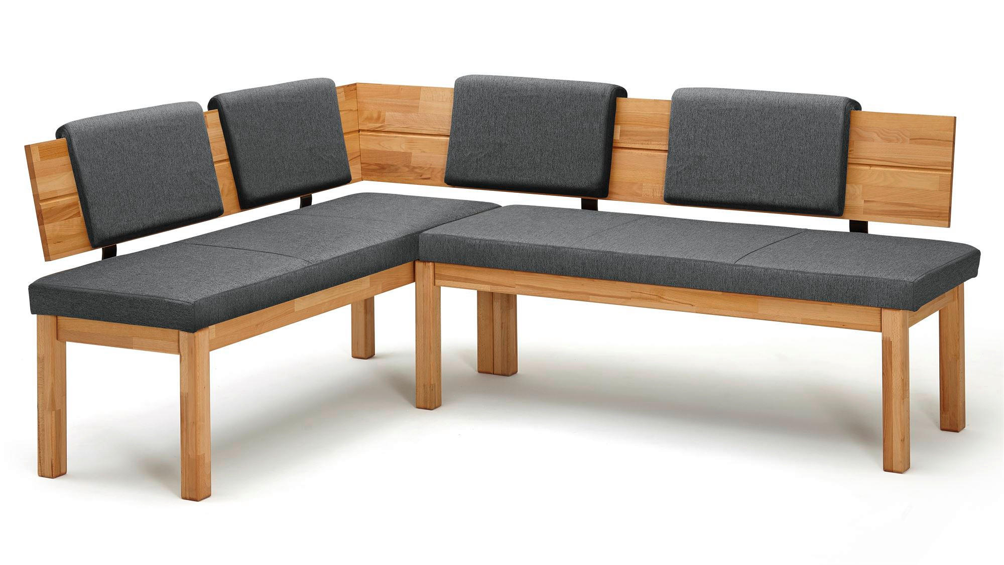 ECKBANK Danny 2 für 5 Personen Massivholz + Microfaser Kernbuche/Grau - Kernbuche/Grau, Holz (155/194cm) - 58aufmkessel