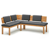 ECKBANK Danny 2 für 5 Personen Massivholz + Microfaser Kernbuche/Grau - Kernbuche/Grau, Holz (155/194cm) - 58aufmkessel