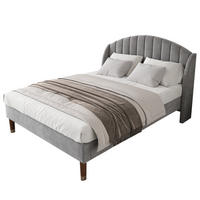 POLSTERBETT aus Samt 160x200 cm in Grau mit Lattenrost & Kopfteil - Grau, Textil (160/200cm) - Modfu