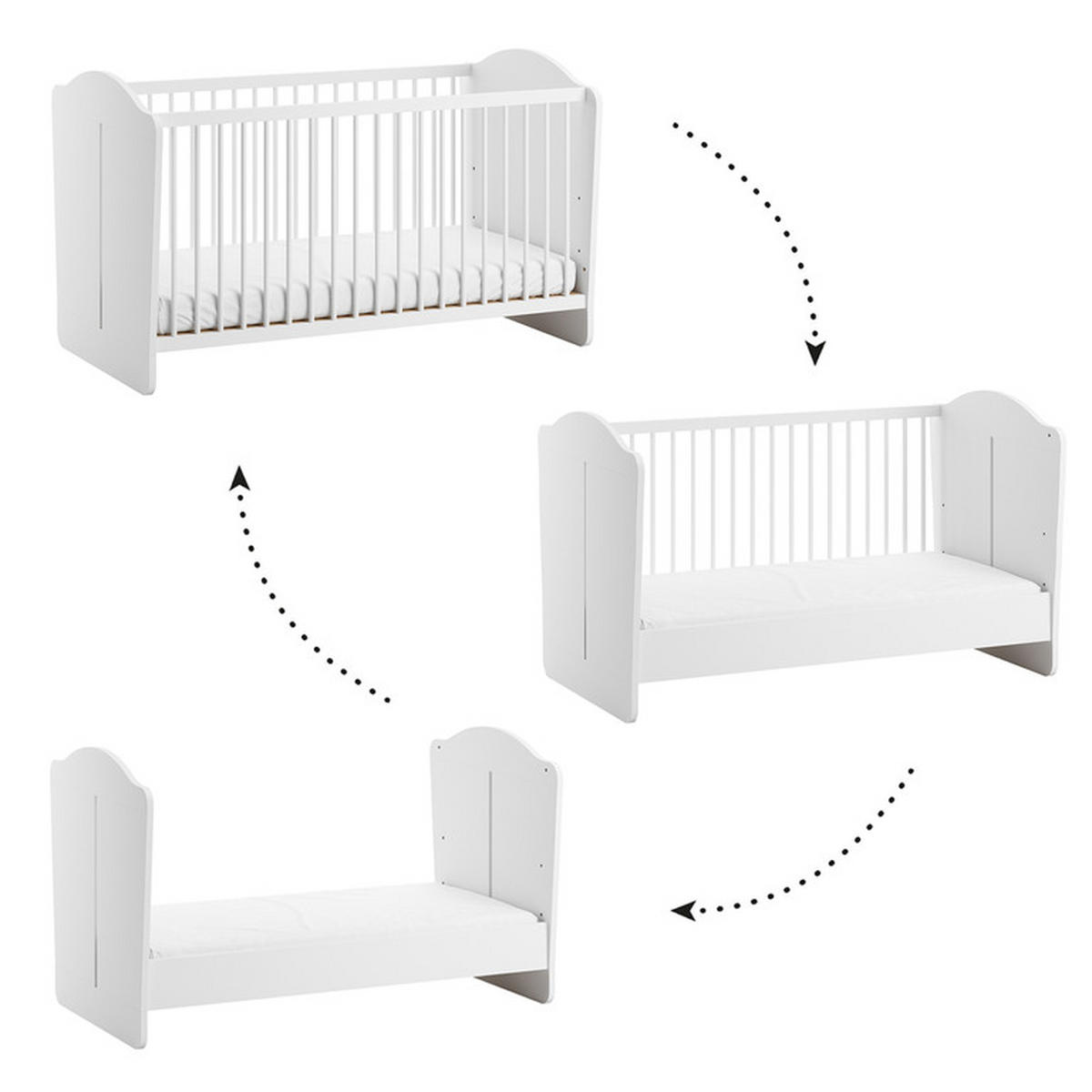 BABYZIMMER 2-teilig Megeve Weiß - Weiß, Holzwerkstoff (144.4/87/86cm) - Petits-meubles