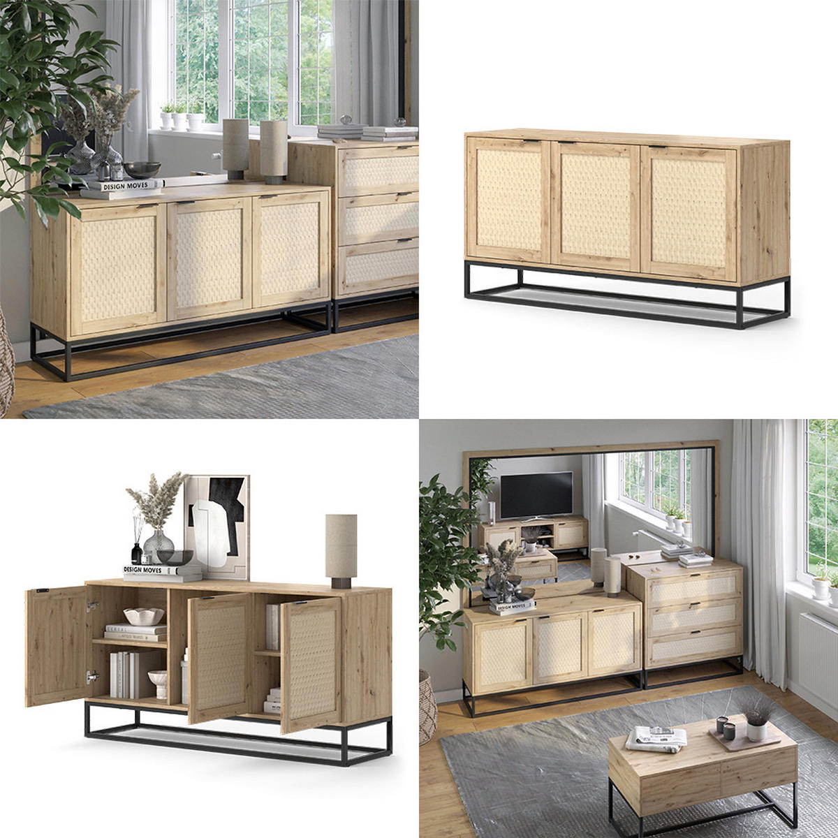 KOMMODE Natal Braun 140 x 72.5 cm mit 3 Türen - Braun, Holzwerkstoff (40/72.5/140cm) - Vicco