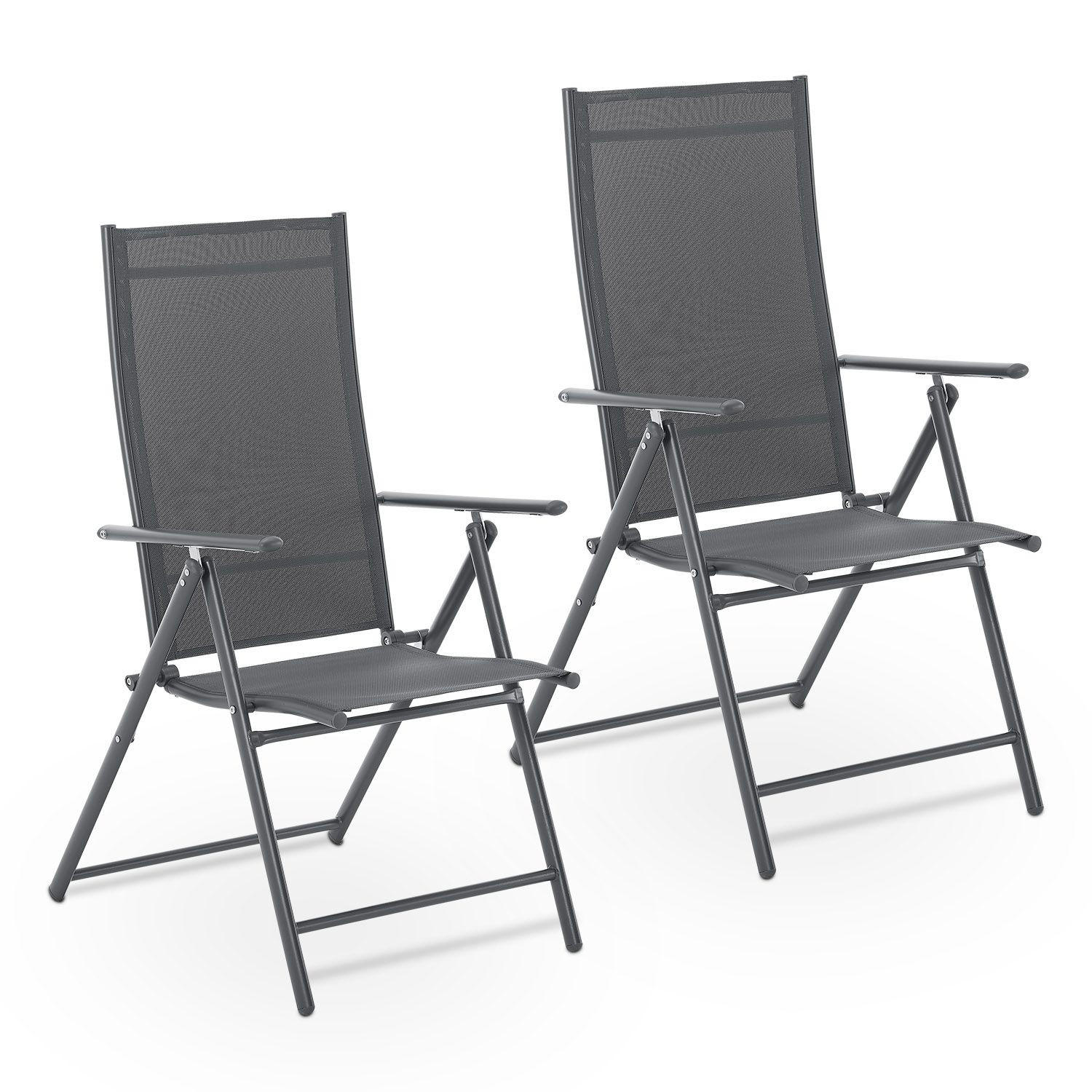 GARTENSTUHL Calena Anthrazit klappbar (2er Set) - Anthrazit, Metall (57/105/68cm) - Juskys