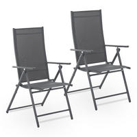 GARTENSTUHL Calena Anthrazit klappbar (2er Set) - Anthrazit, Metall (57/105/68cm) - Juskys