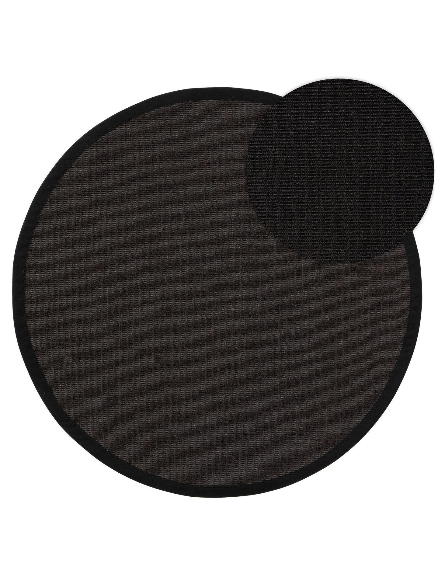 SISALTEPPICH Sana Schwarz ø 150 cm rund - Schwarz, Naturmaterialen/Kunststoff (150/1cm) - KUNSTLOFT