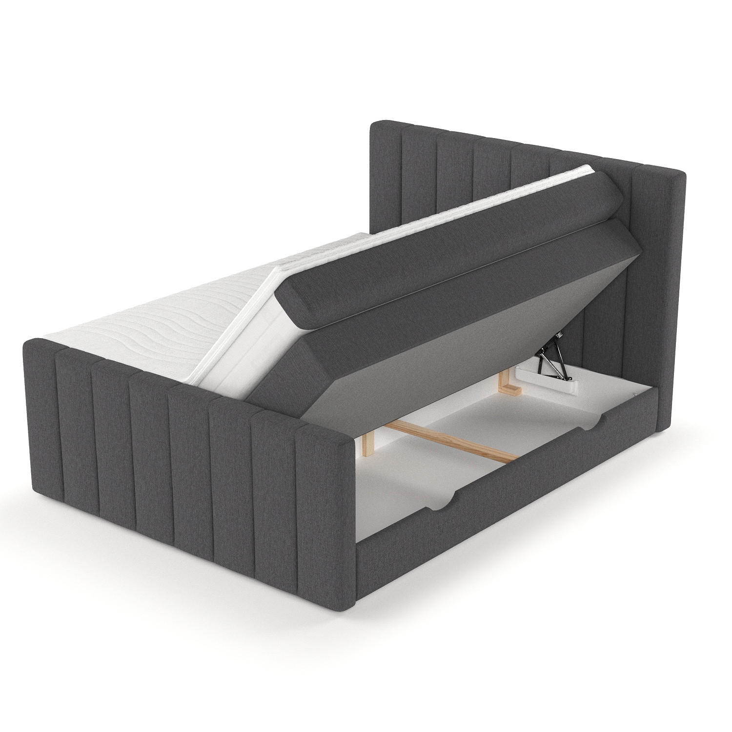 BOXSPRINGBETT Ruby Anthrazit 200/200 cm mit Matratze und Topper - Anthrazit/Schwarz, Holz/Holzwerkstoff (200/200cm) - Maison de Reve