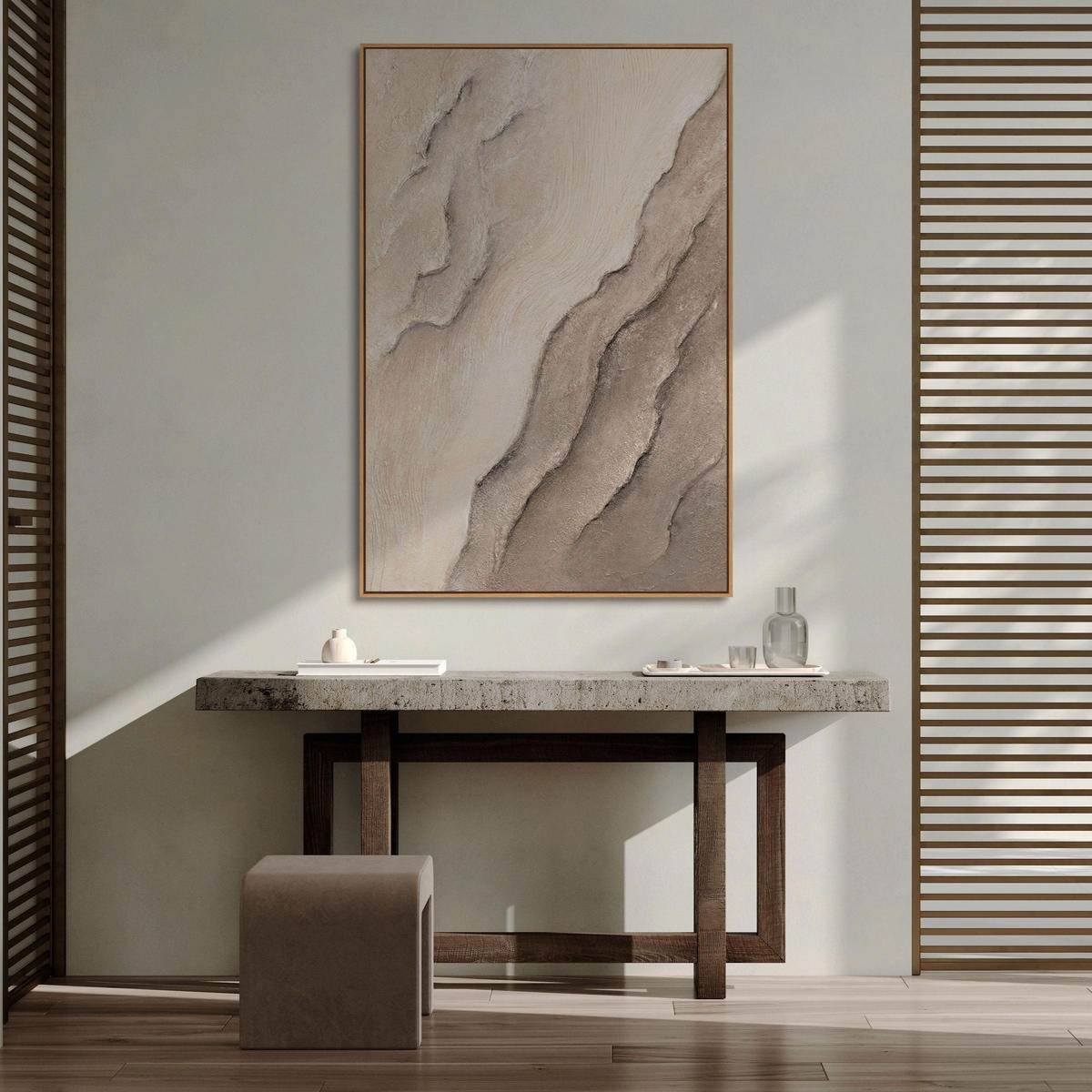 GEMÄLDE Spuren der Zeit Abstraktion Schattenfugenrahmen Grau 120x80 cm - Grau, Holz (120/4cm) - YS-art gallery