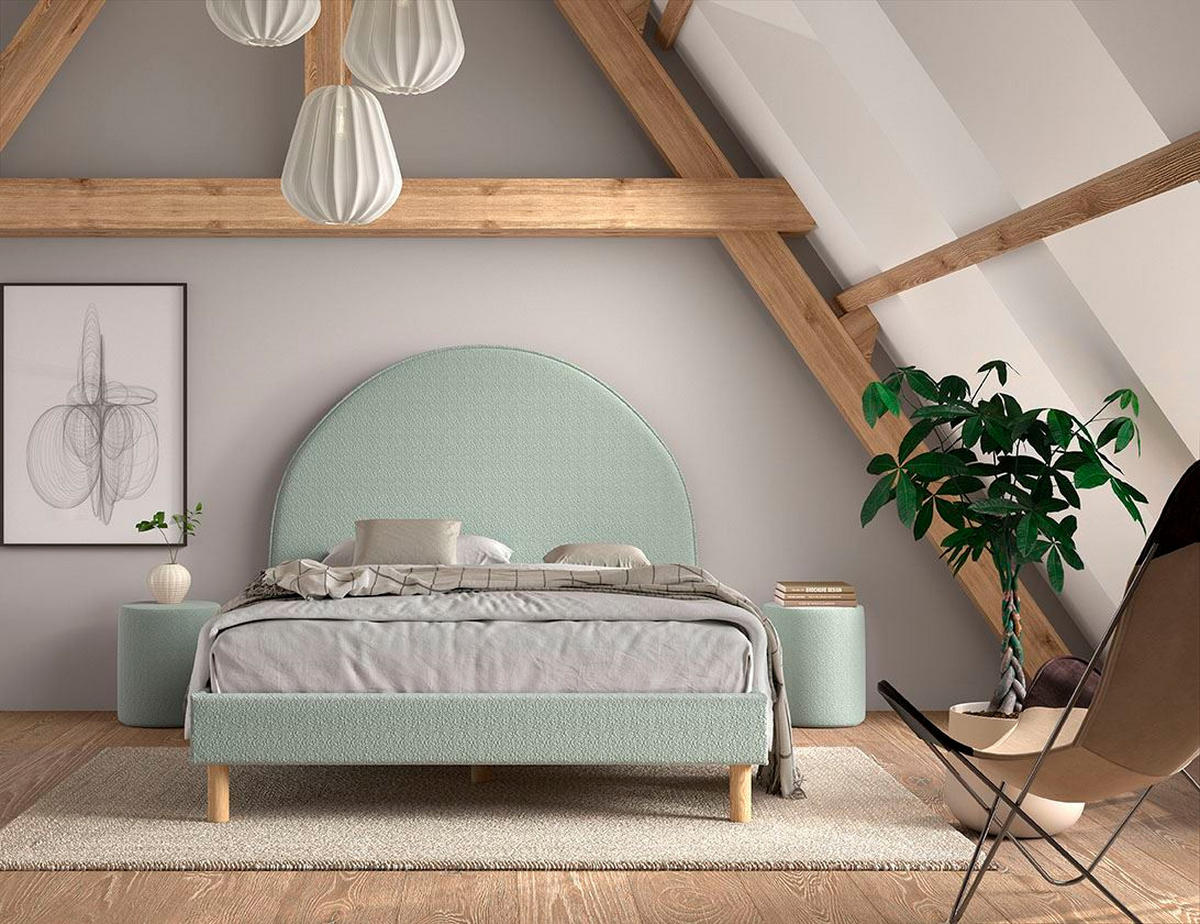 POLSTERBETT mit Hocker Karlotta 147x132x212 aus Holzwerkstoff in Grün - Grün, Holzwerkstoff (140/200cm) - 58aufmkessel